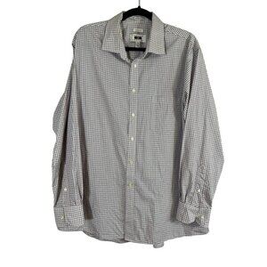 Joseph Abboud Shirt Men 17.5" Red Check Button Down Preppy Neutral Work Office